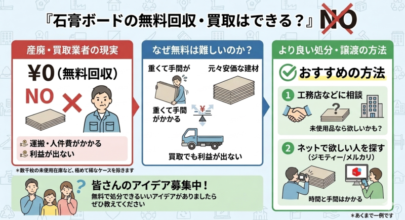 石膏ボード】の処分方法・少量からOK・大量の場合は値引き！無料回収 