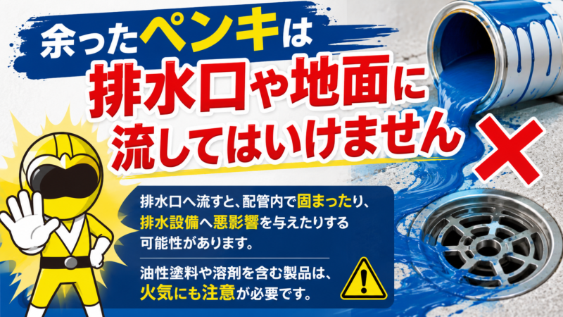 ペンキを流すのはダメ